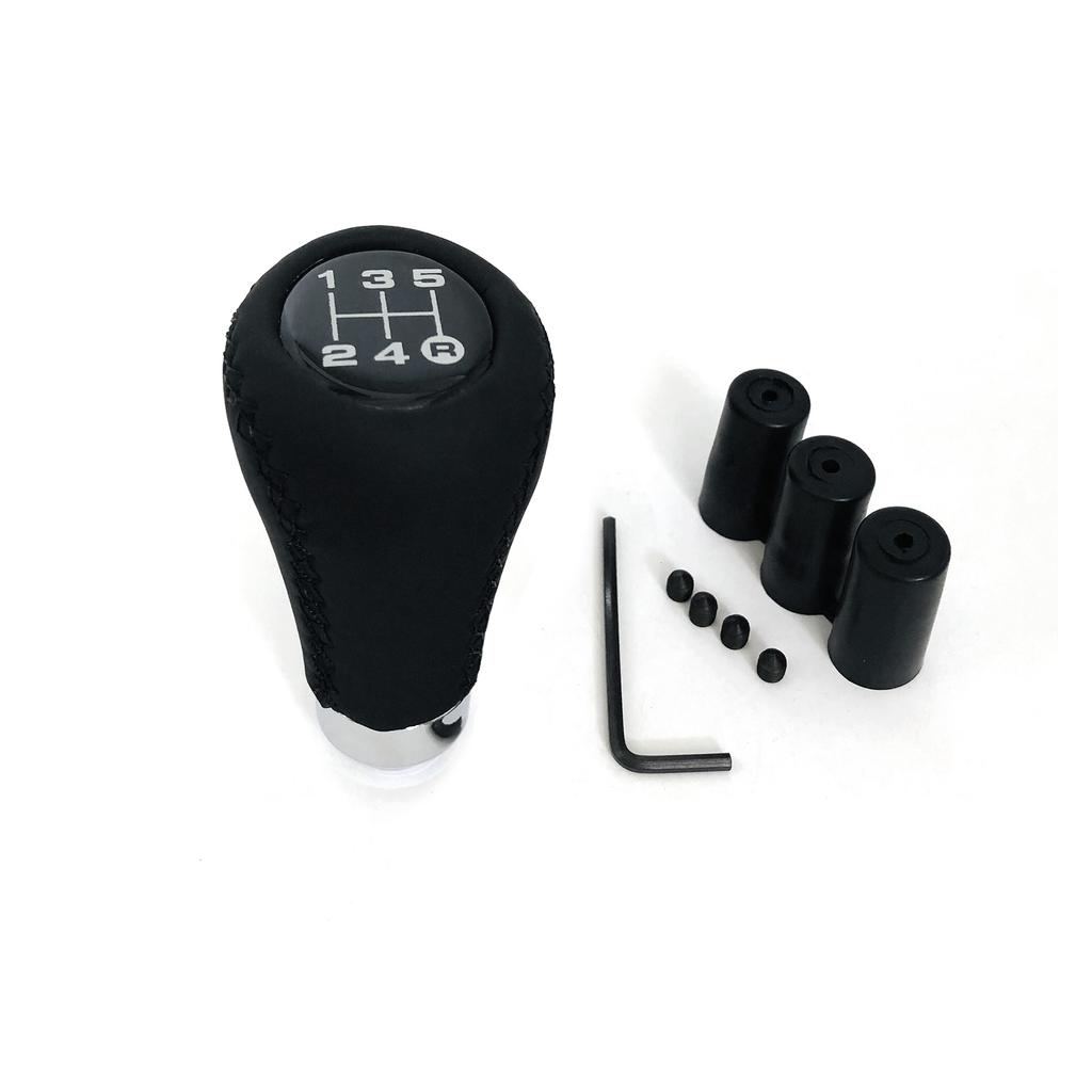 Car Manual Gear Shift Knob Shifter Black Leather Red Stitch 5 Speed Universal 8mm 10mm 12mm