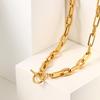 Chunky Oval Handmade Chain Necklace,18K Gold Plated Toggle-clasps Necklaces,Stainless Steel Jewelry Gift