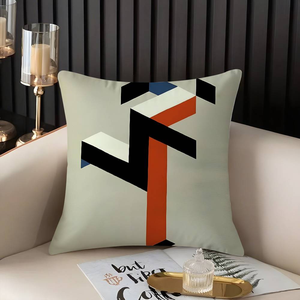 Abstract B-Bauhaus Geometry Pillow Case Home Dorm Chair Back Short Plush Double-sided Printing Office Nap Time Cushion Cover