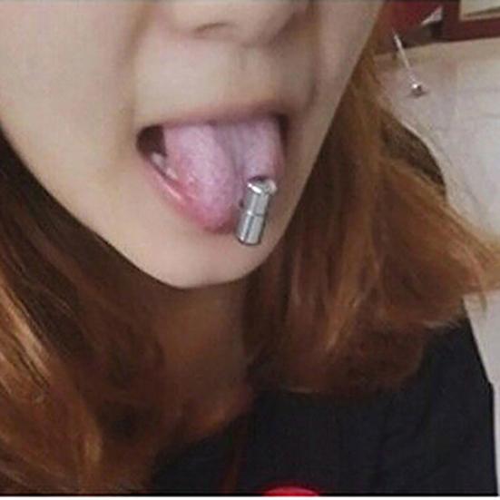 Unisex Cool Punk Hammer Shape Vibrerende Tongue Bar Stud Body Piercing smykker