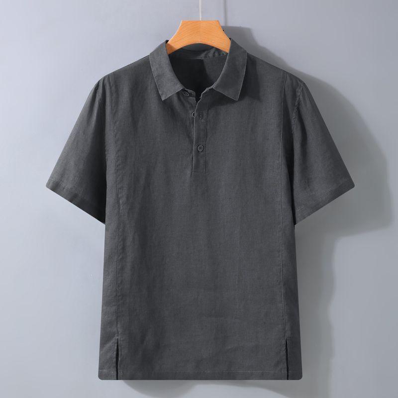 

Чоловіча polo-сорочка K Сіра, з коротким рукавом, дихаюча текстура, повсякденна, приталена, офісний/щоденний топ з бічними розрізами L сірий колір