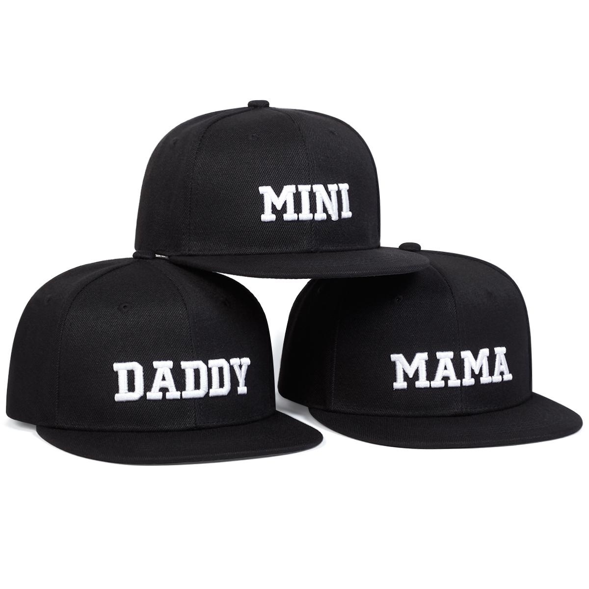 

3Pcs/Set Daddy Mama Mini Embroidery Hip Hop Hat Parent-Child Hats Outdoor Adjustable Sunscreen Hat Spring Autumn Travel Vacation