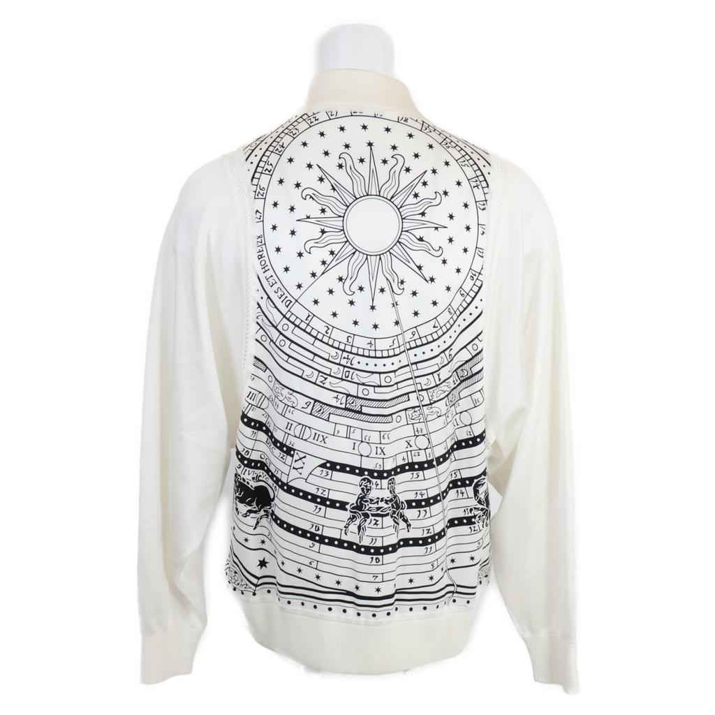 Hermes [Good condition/Domestic Regular/2011 Production] 3H2801D8 MARTIVS Silk Zip-up Blouson/ Jacket 34 White / blackUsed