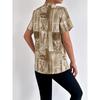 Summer Spring Women's Printed Short Sleeve Cardigan T-shirt, Fashion Casual Tops for Women, European American Style Crossbody Outwear