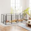 12-Panel Solid Dog Playpen with Doors, for Large Dogs, 100cm Tall, Black