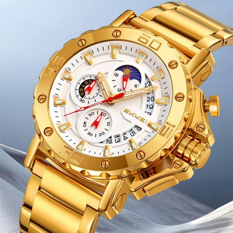 Skmei Watch for Men Top Brand Luxury Big Dial Stainless Steel Waterproof Chronograph Wristwatches with Date