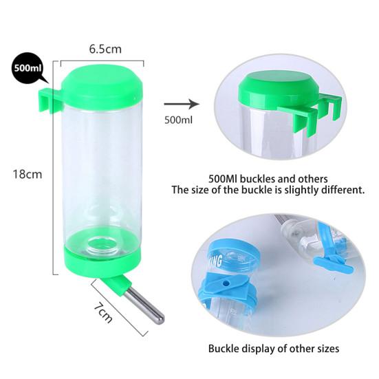 Sticlă de apă pentru hamster de 125/500 ml cu cântar Fântână de băut rezistentă la scurgeri Dozator suspendat Hrănitor automat