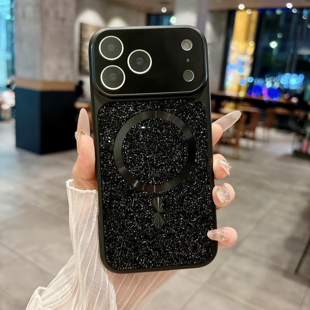 Glitter Diamond Rhinestone Phone Case for iPhone 17 16 15 14 Pro Max Air Shiny Bling Wireless Charging Magnetic Shockproof Cover