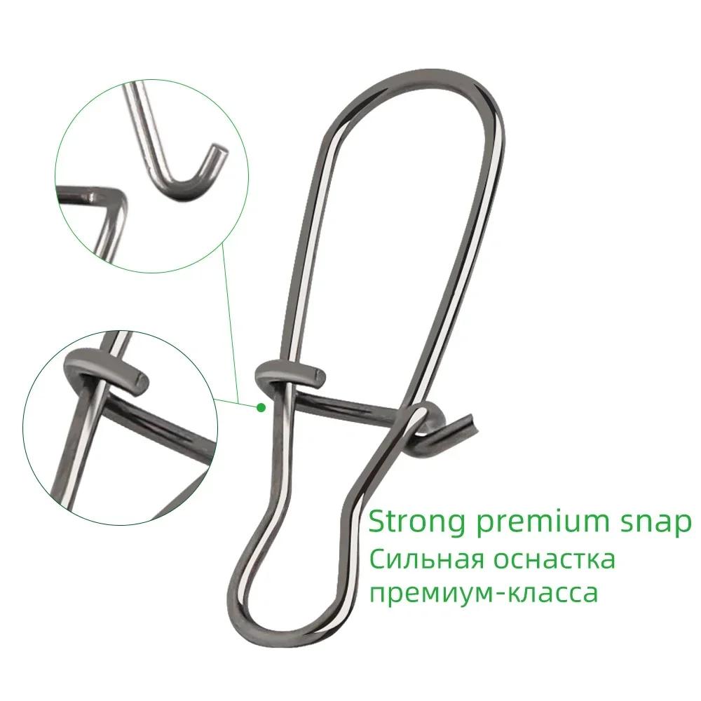 DNDYUJU 50 Stück Edelstahl Angelverbinder Schnellverschluss Verriegelung Wirbel mit Snap Solide Ringe Sicherheits-Snaps Angelhaken Werkzeug Snap
