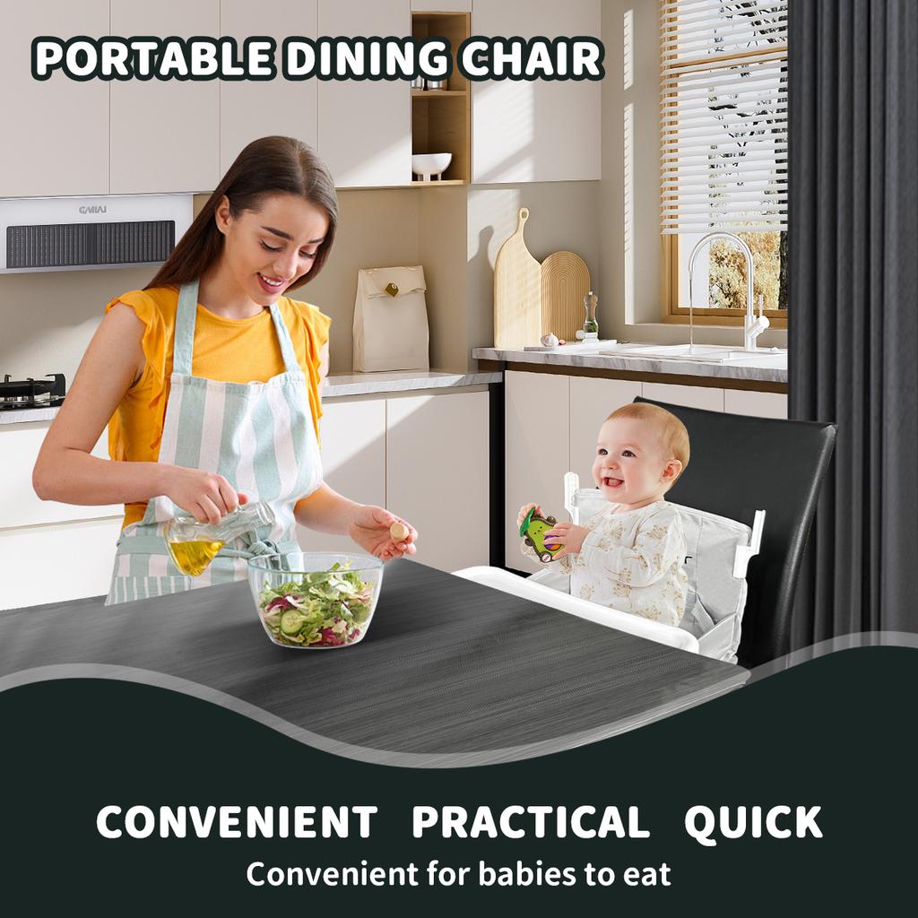 Baby feeding chair, foldable children's table and chair, which can be used to increase the seat height, portable outdoor camping