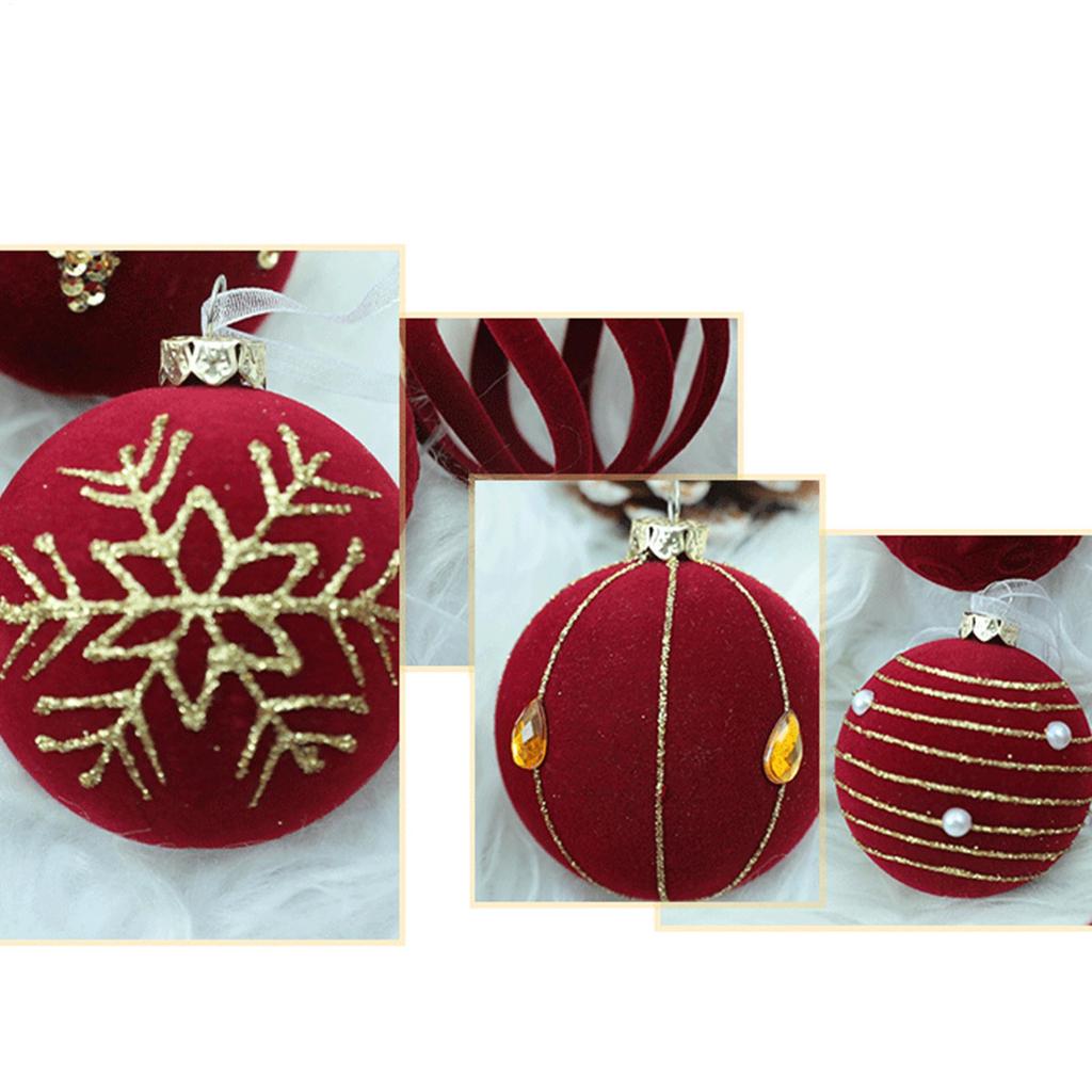 Christmas Tree Ornament Ball 16 Pieces Seasonal Decor Christmas Tree Flocking Ball Decor For Fireplace Window Door Wall Living