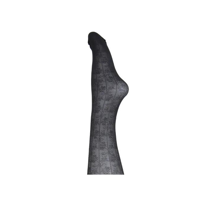 Floral line stockings (black)