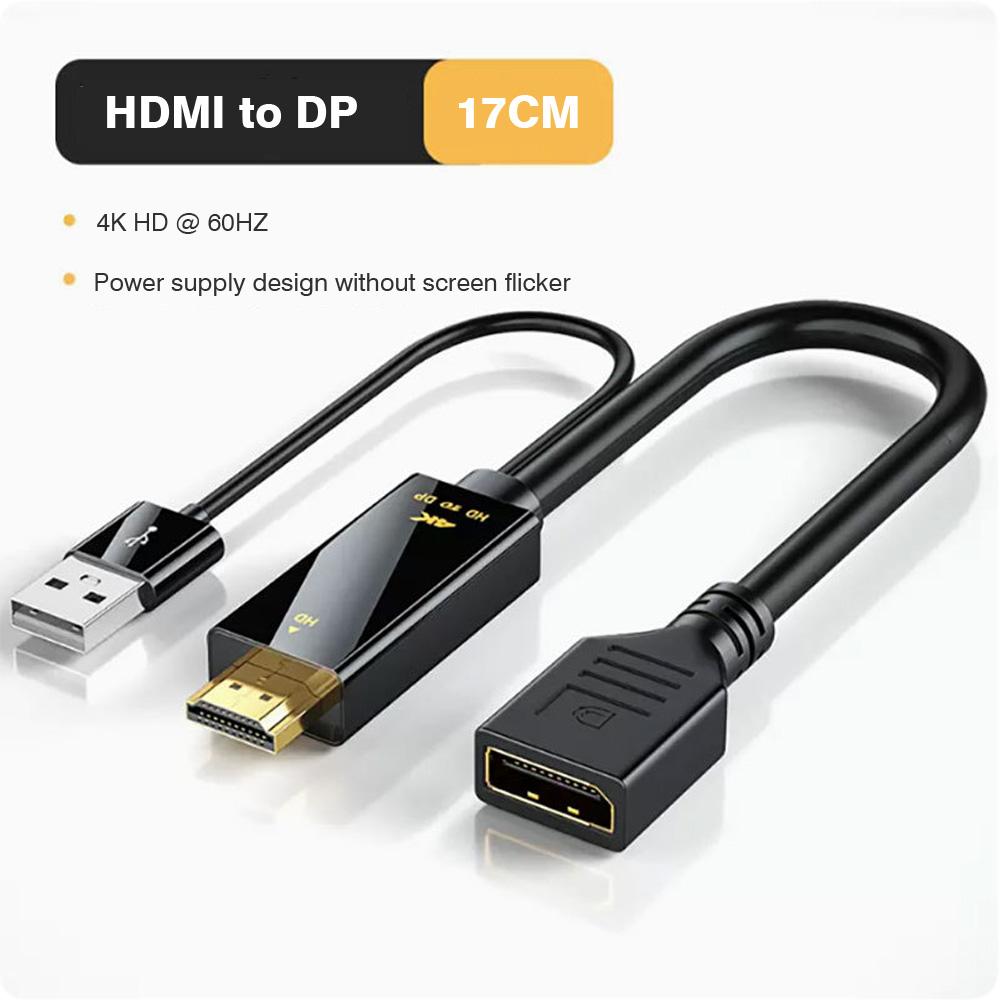 High Definition USB Powered HDMI Male to DisplayPort Female Cable 4K 60Hz 2K 120Hz for Monitor PC Laptop PS5 Xbox