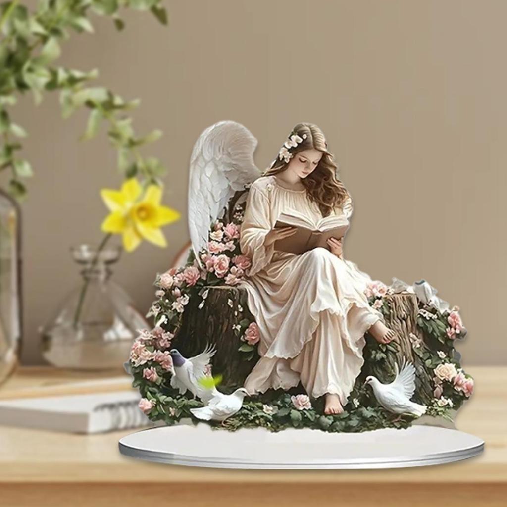 Acrylic Angel Fairy Decor, Desktop Display Ornament, Attractive 2D Flat Sign with Base for Living
