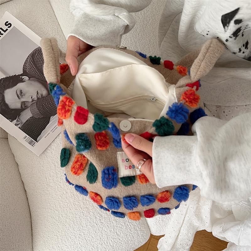 Plüsch-Beuteltasche, Damentasche, Umhängetasche, tragbare Umhängetasche, Einkaufs-Aufbewahrungstasche