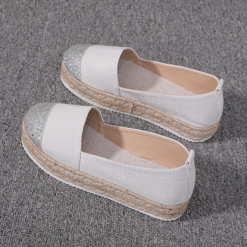 2024 New Autumn Women's Casual Flat Shoes Patchwork Moccasins Loafers Espadrilles White/Black Plus Size 34-43 WFS306