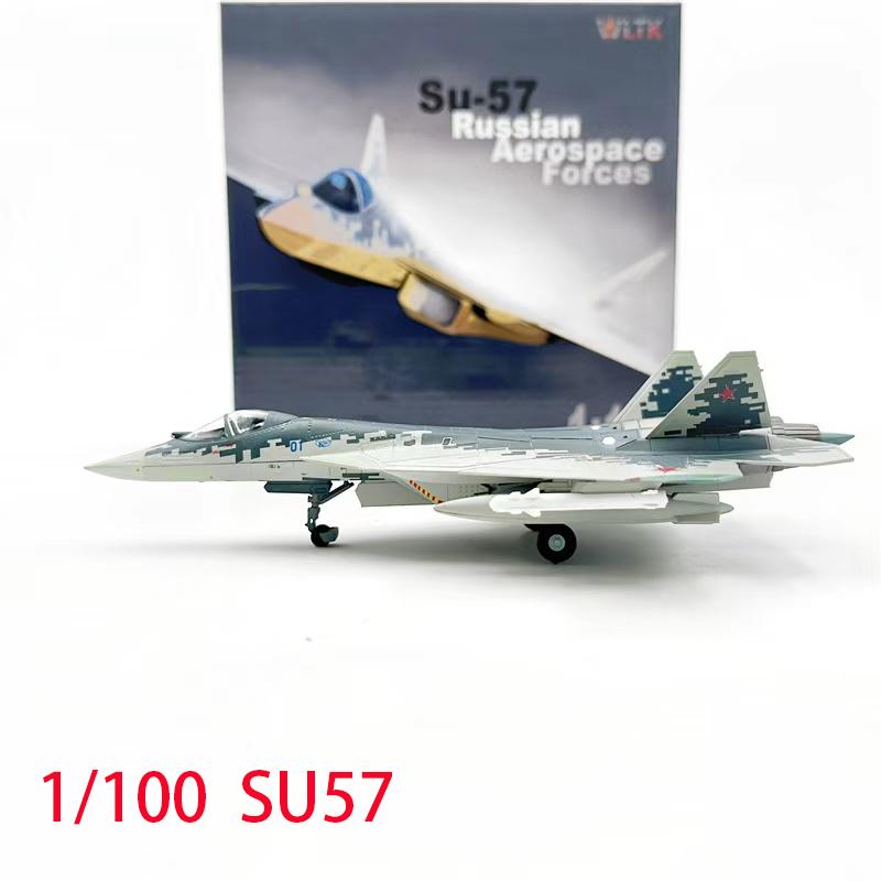 WLTK 1/100 Scale Russian Air Force SU57 Su-57 Alloy Fighter Aircraft Model Collection Decorative Item For Decoration