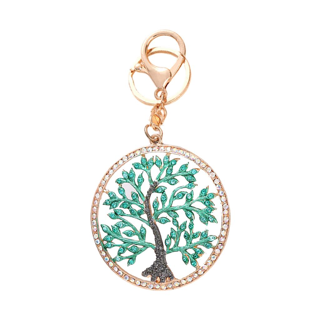 Rhinestone Round Trees Keychains Alloy Key Holder Goodie Bag Stuffers Supplies for Modern Home Decor