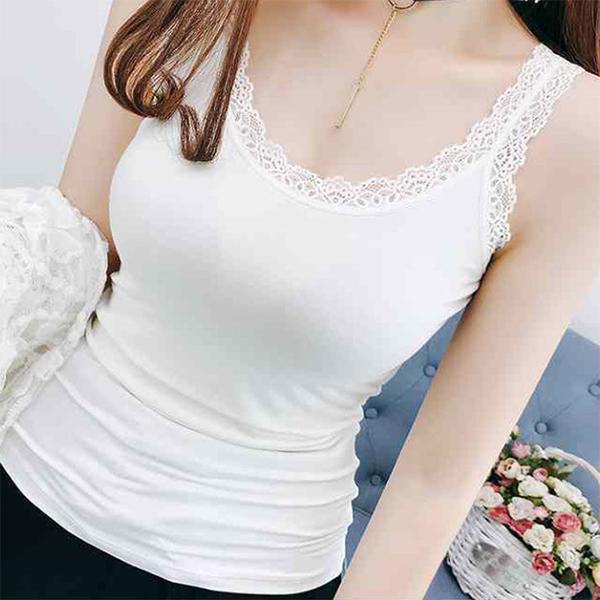 Solid Color Slim Camisole Women's Summer Lace Modal Large Size Outer Wear Bottoming Shirt Top