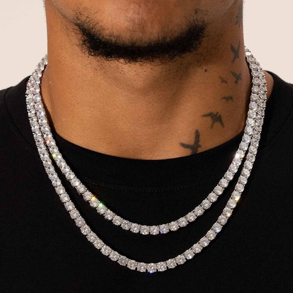 ICEBLING 3/4/5/6MM Round Cut CZ Stone Tennis Necklace Iced Out Single Row Cubic Zirconia Necklace for Men Women Hip Hop Jewelry