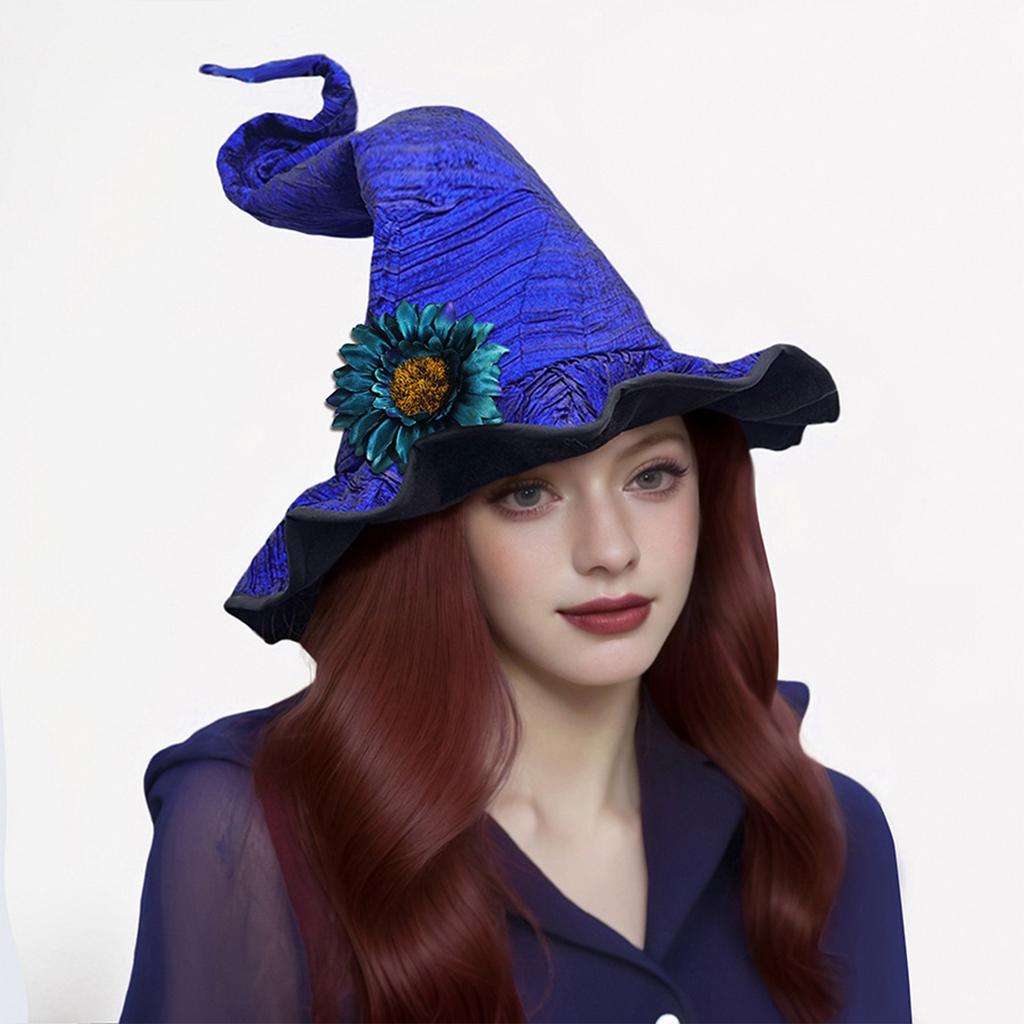 Fashion Witch Hat Breathable Witch Cap with Detachable Flower For Halloween Party And Theatrical Performances Dressingup