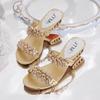 Fashion 2025 New Summer Open Toe Women's Rhinestone Flip Flop Sandals Mid Heel Non-Slip Plus Size Fashion Casual Comfort Shoes for Women