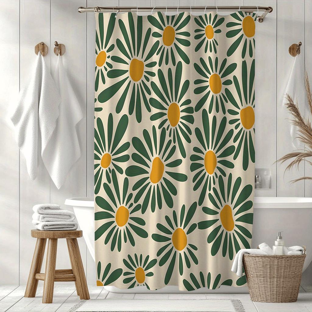 Retro Fashion Flower Pattern Shower Curtain Waterproof And Mildew Proof Bathroom Curtain Suitable For Bathroom Decoration