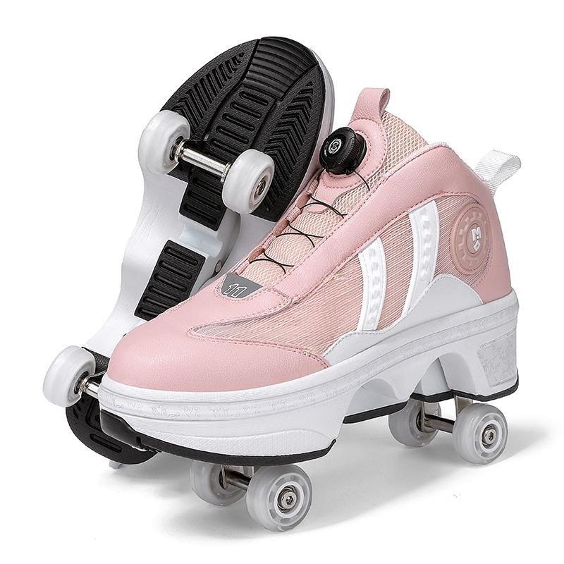 

Men s/Women s /Kids Roller Roller Shoes 4-wheel Deformation Shoes Roller Skates Adult Runaway Shoes Skating Shoes 40 рожевий