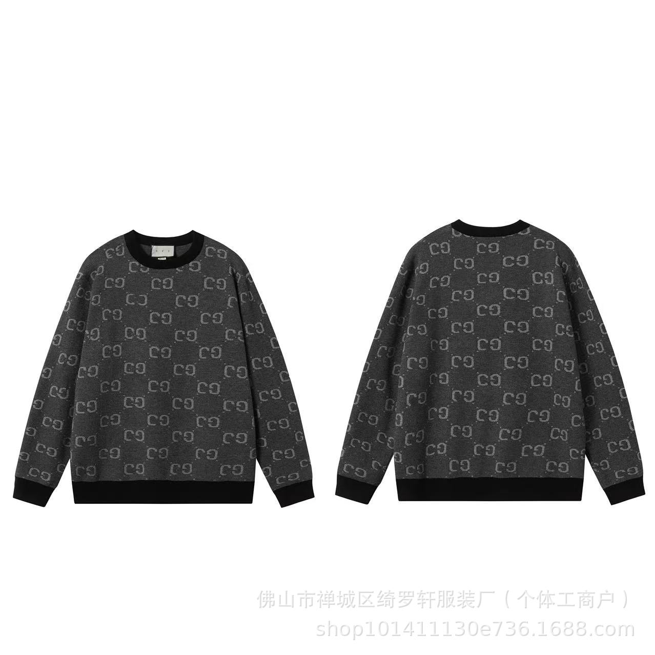 Мужской жаккардовый вязаный свитер G Family Осень/Зима 2025 - Круглый вырез, Однотонный L