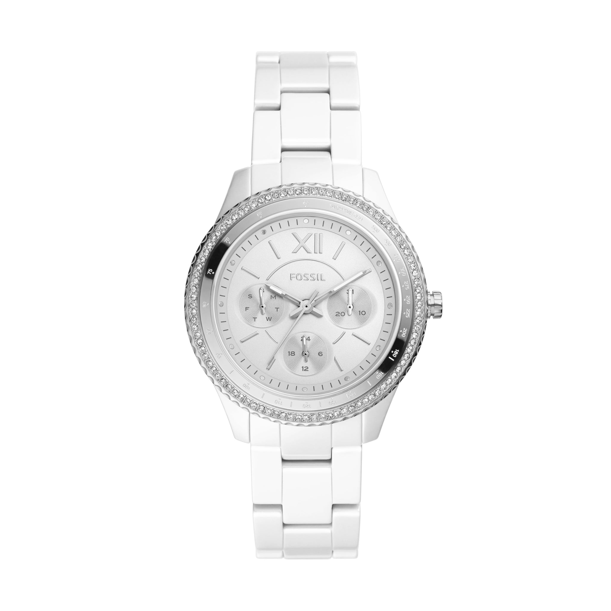 

Fossil Stella Elegant Women s Quartz Watch with White Ceramic Strap and CaseCE1113