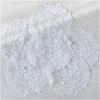 Round Lace Placemats Set of 6 Flower Doilies Embroidered Table Mat Cup Mat Vase Mat (White Flower)