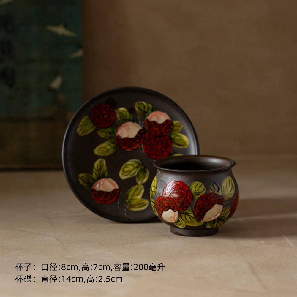 Vintage Hand-Painted Ceramic Mug, Retro Floral Coffee Cup, Handmade Art Teacup for Home Office