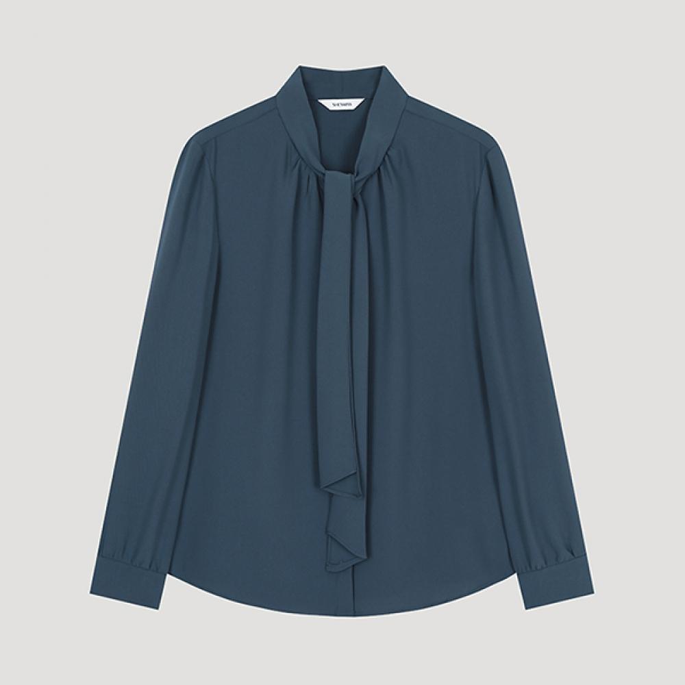 

She S miSS Shirring Tie Neck blouSe Swwblo42010 Dl dark blue/55