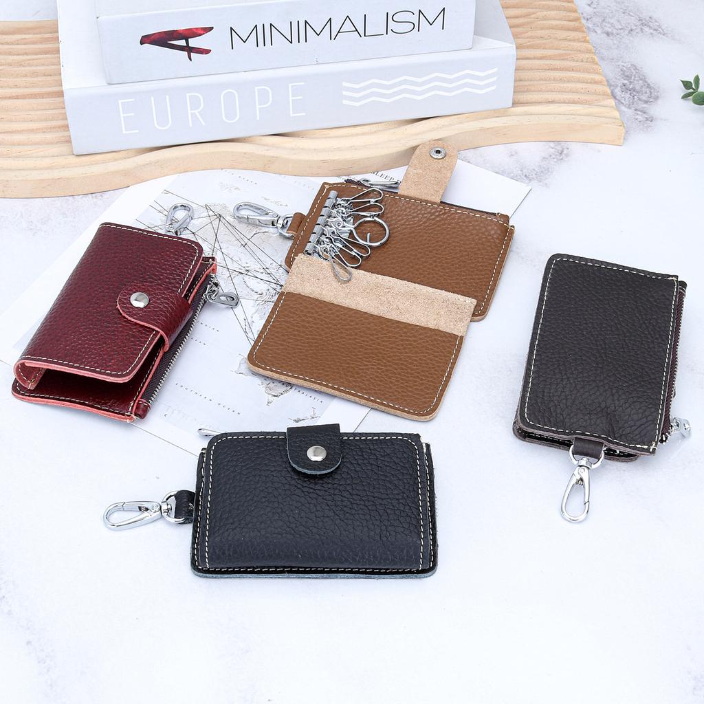 Key Case Soft Leather Waist Hang Key Holder with 6 Keyrings Keys Organizer for Men Women Daily/Travel Use