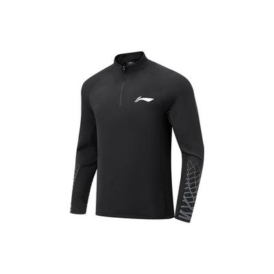 Li Ning CBA Series Casual Sports Stand Collar Pullover Long Sleeve Sweatshirt Men Sweatshirt Black ATLS197-1