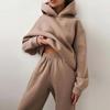European and American Style Autumn and Winter Casual Thick Long Sleeved Sweatshirt Long Pants Two-piece Set for Women