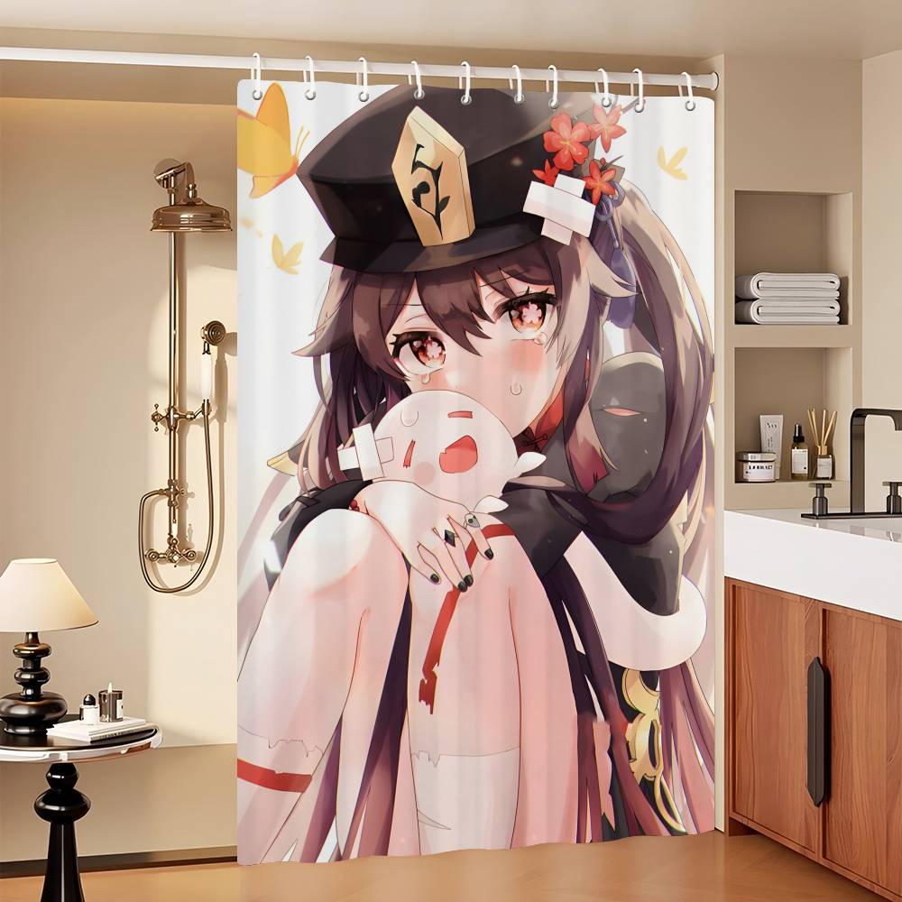 

Hu Tao Genshin Impact Wiki Printing Bathroom Shower Curtain Polyester Waterproof And Mildew Proof Home Decoration Curtain 90x180 cm
