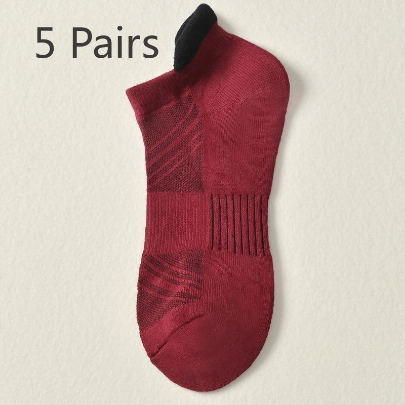 

5 пар мужских осенне-зимних носков из чистого хлопка с толстыми полотенчиками, впитывающих пот, с низким подъемом и короткими ушами 5 Pairs кирпич красный