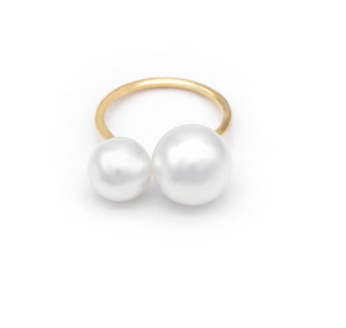 

Fashion Hot Sale U-shaped Opening Adjustable Size Imitation Pearl Gold And Copper Ring Elegant Lady Style Wedding Zircon золотой