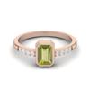 0.82 Ctw Emerald Cut Peridot 925 Sterling Silver Rose Vermeil Solitaire Women Engagement Ring