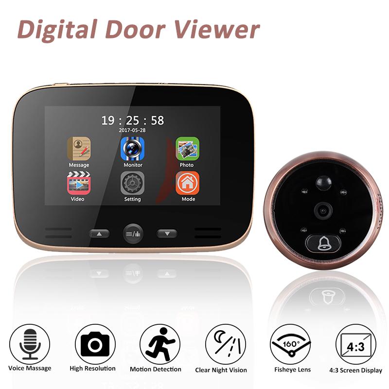 digital door viewer Peephole security smart Video doorbell infrared WiFi camera