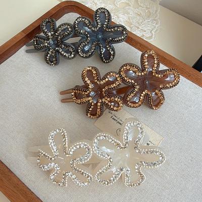 Korean New Style Charming Crystal Flower Hairpin for Women, High Quality, Hair Accessory for Bun and Hair Gathering