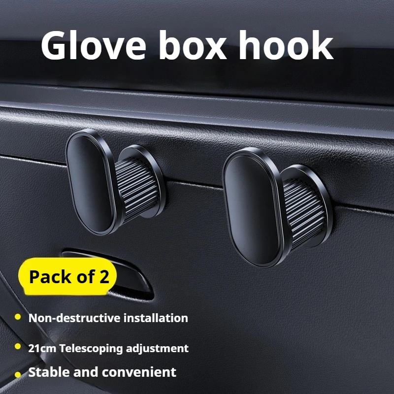 

Hipacool 2 PCS Universal Car Glovebox Hooks Anti-Scratch Car Interior Front Row Storage Organizer Accessories Double Hooks 2 PCS