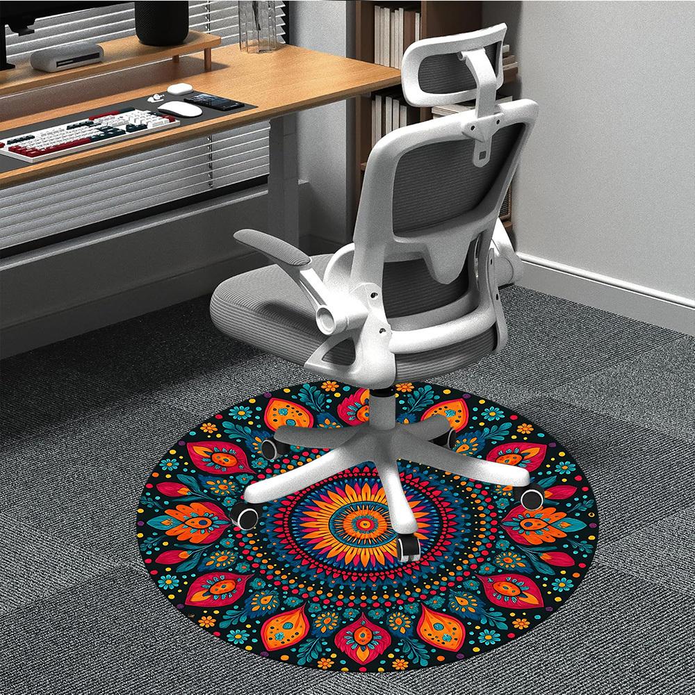 1PC Mandala Artwork Chair Carpet for Office Non-Slip, Lightweight, Machine Washable Rug for Office, Sleeping, Room - Holiday Decoryy251009140