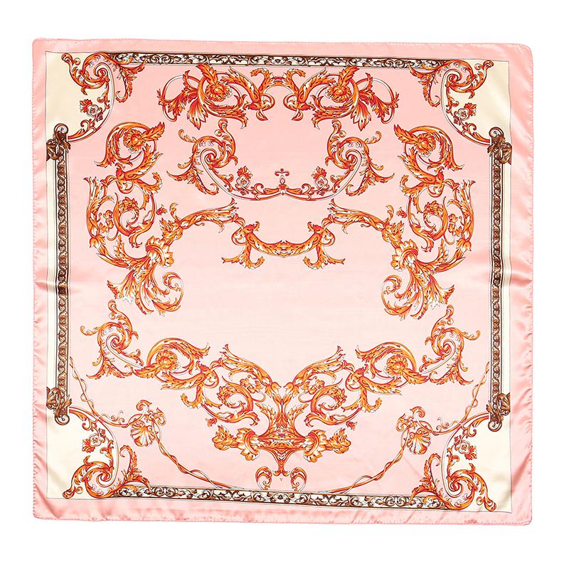 Retro Print 90cm Square Silk Scarf Women Neckerchief Female Shawls New Headband Hair Bands Foulard Hijab Wrap Bandana Luxury