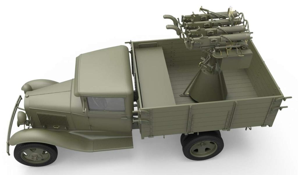 Miniart Escala 1/35 Caminhão Soviético de 1,5 Toneladas com Metralhadora AA M-4 Maxim, Modelo de Plástico, MA35186