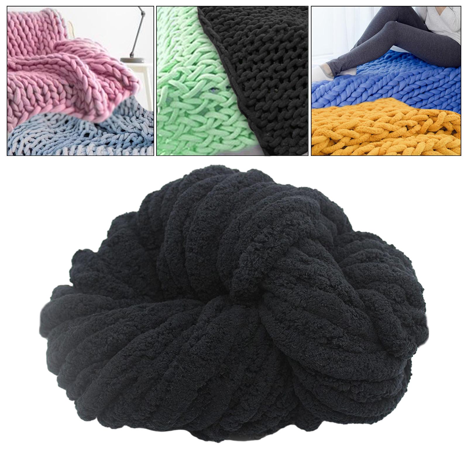 

Толстая пряжа синель, моющаяся, мягкая, плюшевая пряжа, гигантский калибр 7, объемная пряжа для ручного вязания, одеяла, шарфа, поделок, вязания крючком чёрный