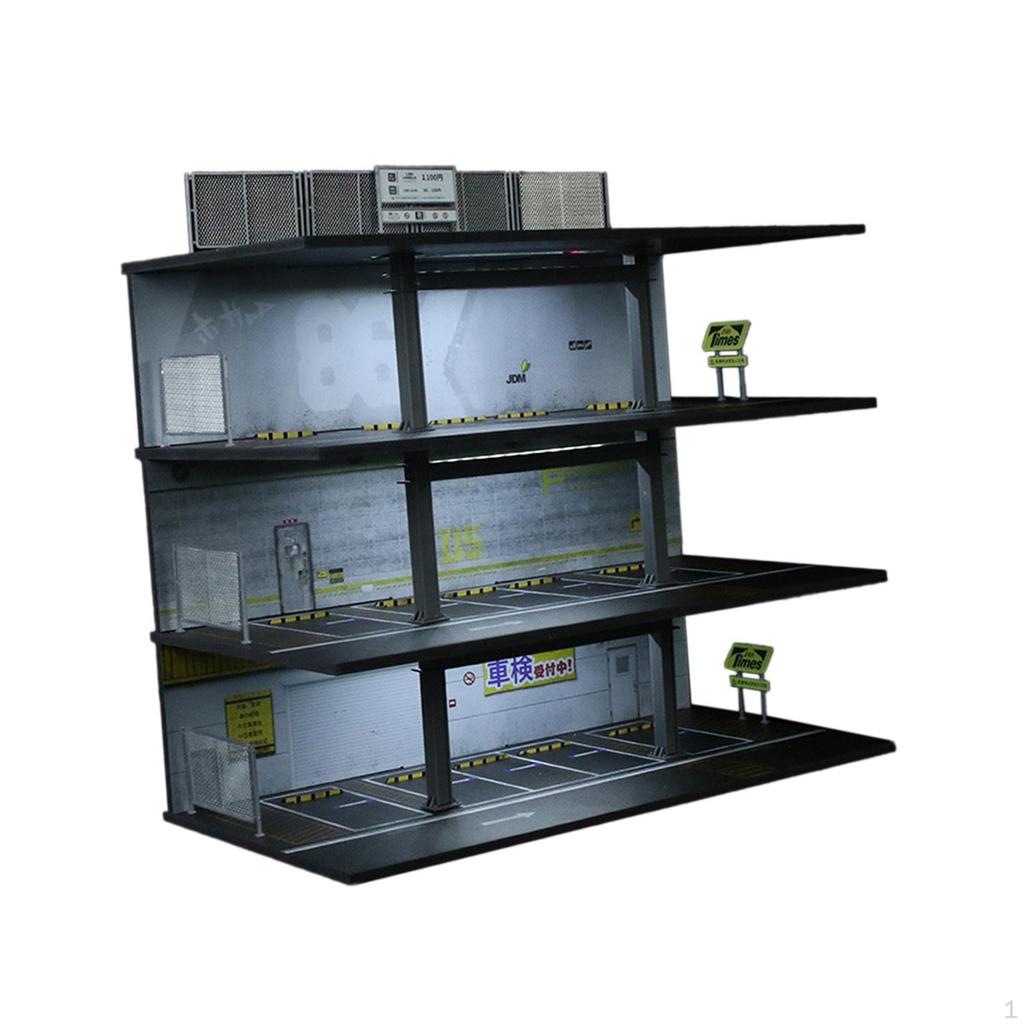 1/64 Model Car Display Case Miniature Scenario Simulated Parking Lot Scene Showcase Organizer