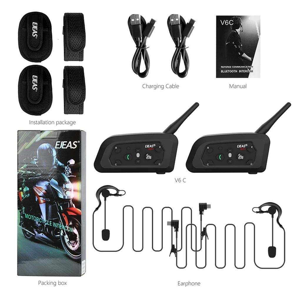 

2Set EJEAS V6 PRO+ Referee Bluetooth Earphones Waterproof Music Player Ear-mounted Walkie-talkie for 6-person Communicator