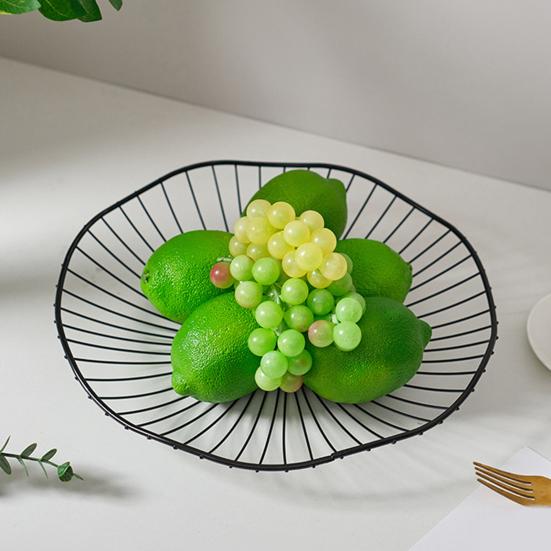 Household Fruit Plate Thickened Iron Fruit Bowl with Large-Capacity Draining Design for Kitchen Counter Anti-Rust Snack and Fruit Holder Tray Home